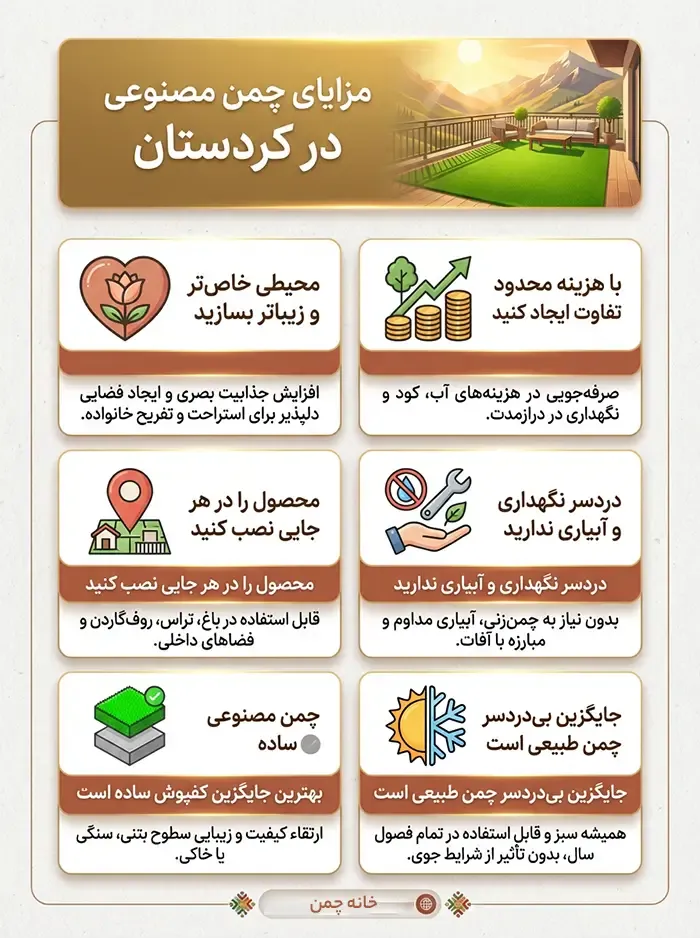 مزایای چمن مصنوعی در کردستان